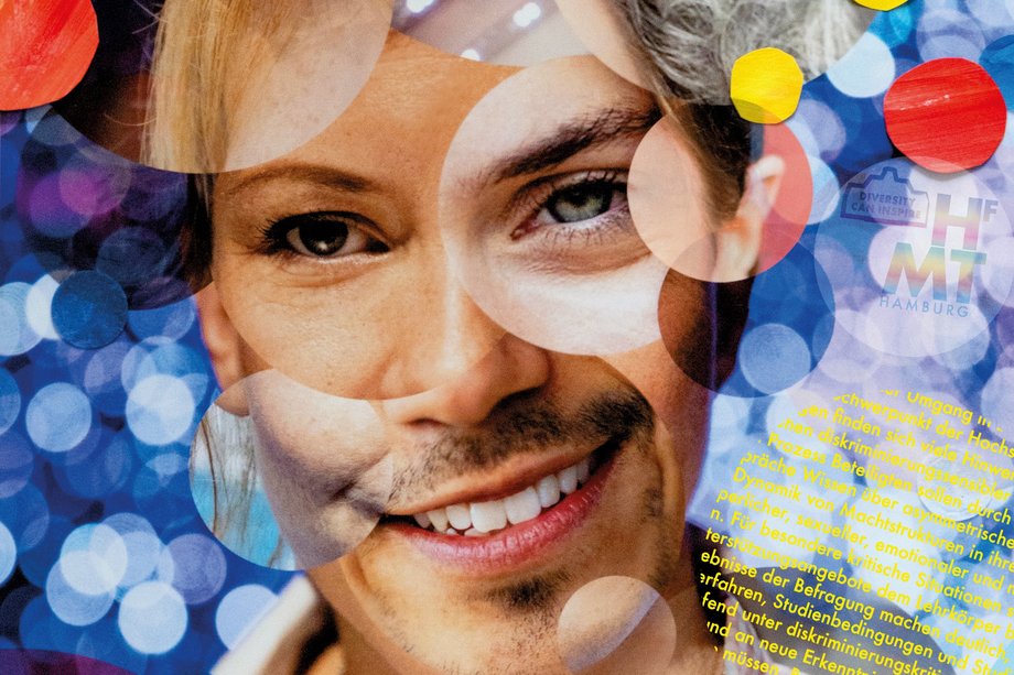 artfully swirled face parts in bubbles