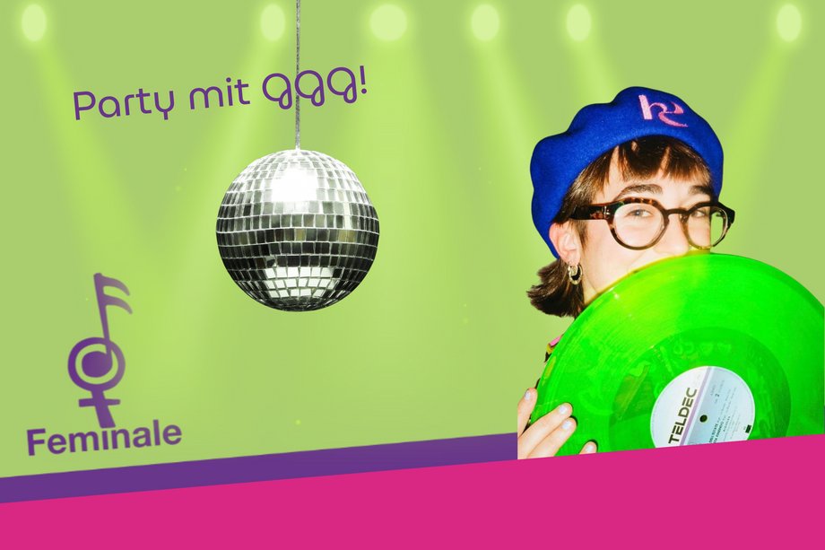 Logo der Feminale mit Foto von GGG