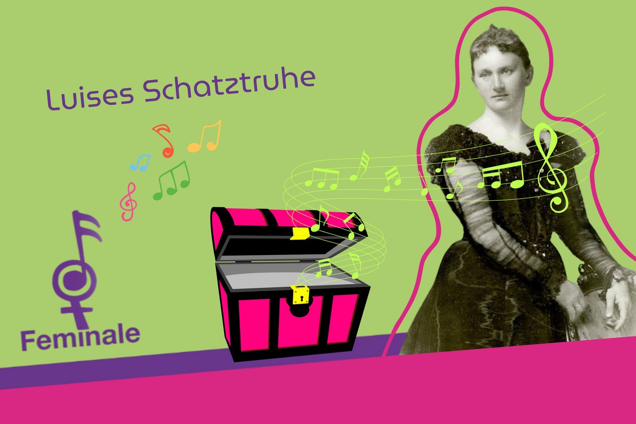 Logo der Feminale mit Bild der Komponistin