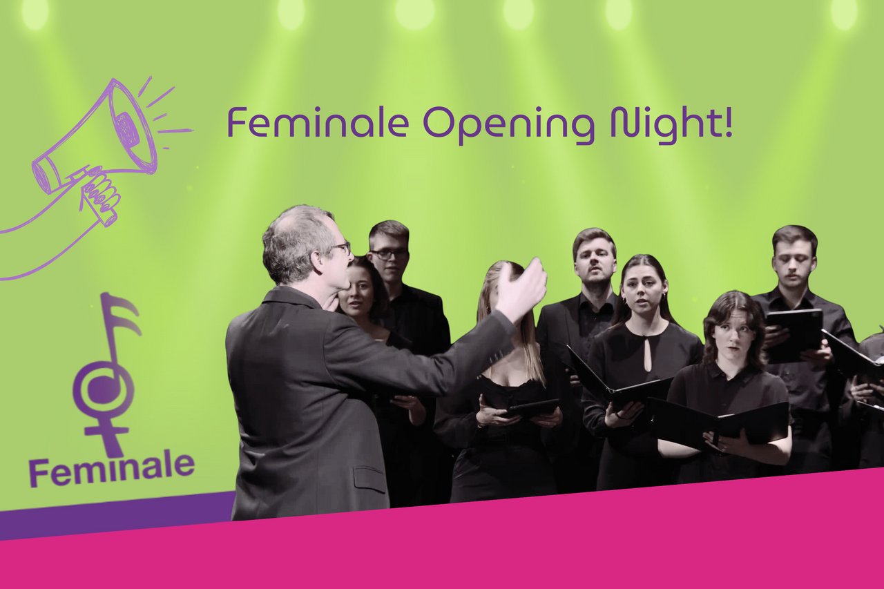 Logo der Feminale mit Bildern der Mitwirkenden